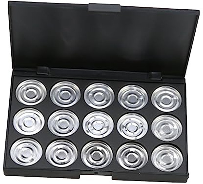 WOONEKY Estuche De Cosméticos Vacío Para Paleta De Sombras De Ojos 15 Compartimentos Redondo 26 Mm Organizado Para Maquillaje Versátil Portátil Para Uso Diario