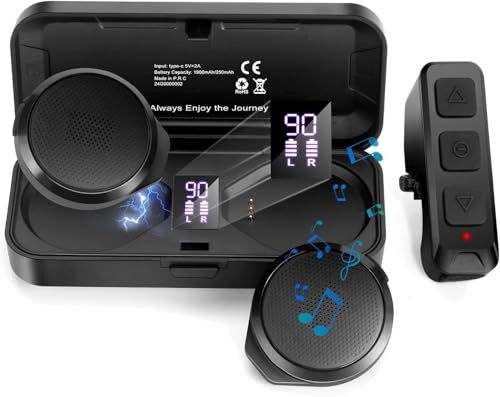 Motorcycle Helmet Headset with Remote Control - No Installation True Wireless Helmet Speakers with Charging Box, 50+ Hours Work Time Headsets LED Display for Outdoor Sports Skiing/Motorcycle/Climbing