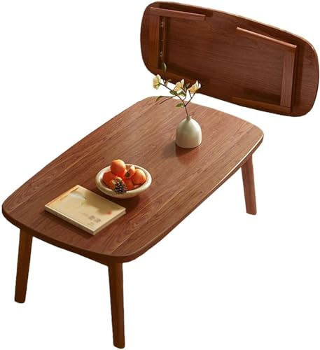 Mesa de centro multifuncional portátil plegable japonesa Chabudai para espacios pequeños, ideal para comer y relajarse en el dormitorio, sala de estar, balcón, 120 cm, color nogal