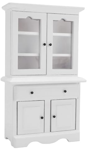 Fdit Armoire de Maison de Poupée à L'échelle 1:12, Mini Bibliothèque Fonctionnelle élégante, Rangement Spacieux pour Maison de Poupée, Vaisselle, Objets de Collection, Matériau en Bois de Bouleau