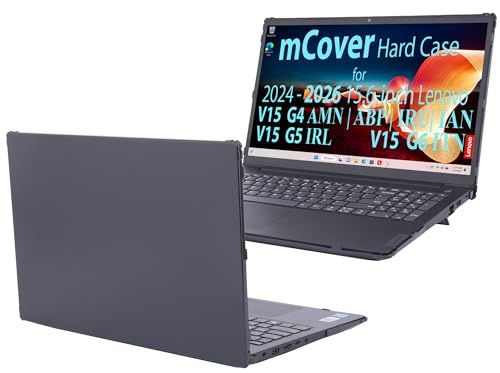 mCover Custodia SOLO Compatibile per Notebook Lenovo V15 G4 / G5 / G6 Serie 15,6 Windows (con Cerniera a 180°, NON Adatta ad Altri Modelli Lenovo) - Nero