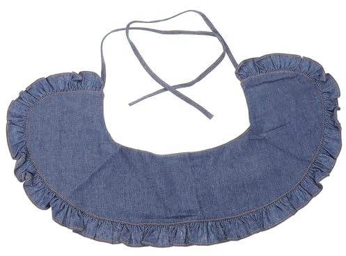 MAGICLULU Mini Mantello Collo a Balza in Denim Staccabile da Donna, Scialle di Jeans Bordi Arricciati e Cravatta Regolabile, Colletto Finto per Camicette e Abiti Casual, Accessorio