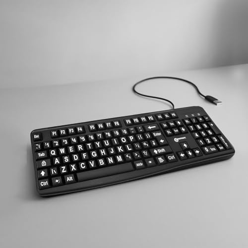 Geemarc multimedia stort tangentbord med stora vita alfa/numeriska tangenter – UK version