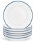 Nicola Spring Farmhouse 22cm Soup Plates - Set of 6 White Porcelain Deep Plates with Blue Rims - Rustic Country Style Pasta Bowls for Soup, Stew, Salad - Chip-Resistant & Dishwasher Safe