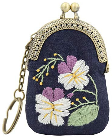 Kit per ricamo a punto croce Set di catene portachiavi artigianali fai-da-te I pendenti includono cerchi da ricamo ad ago per bambini, adulti e principianti(Stile B)