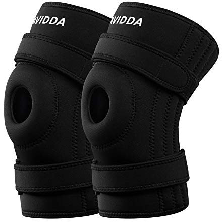 AVIDDA Neoprene Knee Brace 2 Pack, Open Patella Knee Supports for Men Women, Dual Straps for Knee Pain Relief, Running, Hiking, Basketball, Volleyball, Squats (S)