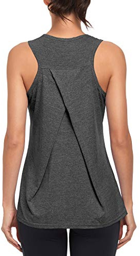 Workout Tank Tops for Women Gym Athletic Sleeveless Running Tops Yoga Shirts Racerback Sport Vest (Grey, X-Large)