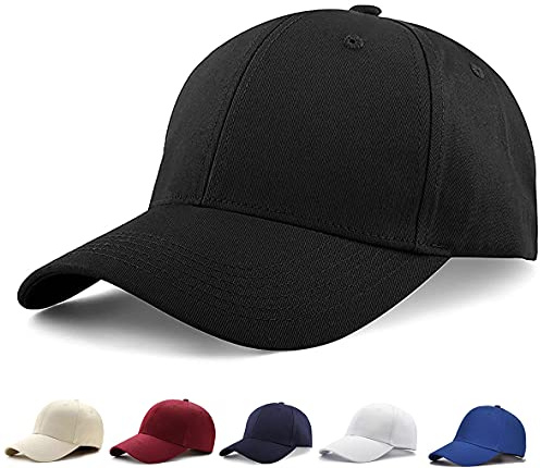 Etyepoh Baseball Cap Polo Style Classic 6 Panel Adjustable Sport Solid Sun Hat Unisex (01Black)