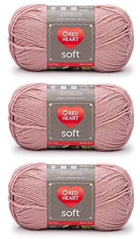 Red Heart Soft Rose Blush Garn, 3er-Pack, 141 g pro Stück, Acryl, mittlere Stärke (Worsted), 250 Meter – zum Stricken und Häkeln
