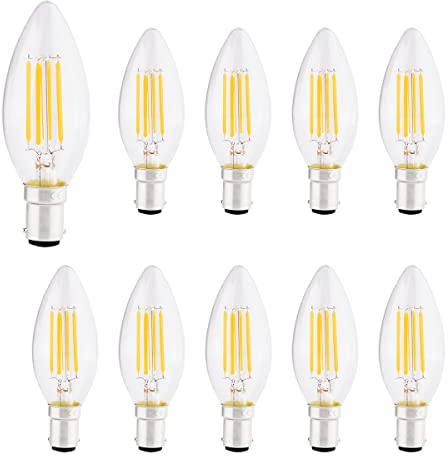 FanciBuy B15 LED 4W, Small Bayonet Candle Light Bulbs, Warm White 2700K, 400 Lumens, 230V, Non-Dimmable, 10 Pack