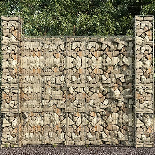 Mesh Wire Wall Panel Steel Garden Stone Wire Basket Fencing Patio Decorative Fence for Outdoor Landscape Lawn Gabion Baskets 3 pcs Galvanized Steel 9.8x9.8x77.6 Raised Bed Gabion Planter Raised Bed