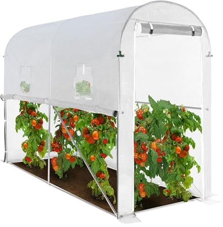 IDMarket - Serre à tomates relevable 3m² blanche 2 fenêtres avec moustiquaire et porte zippée