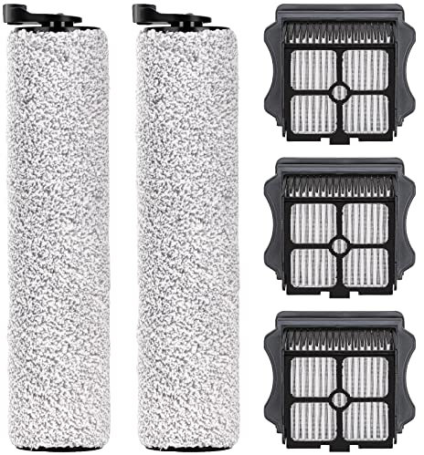 (5 Pieces) Compatible for Tineco Floor One S3/ iFloor 3 Vacuum Cleaner Parts Kit, Replacement Accessories for Wet Dry Cordless Cleaner Models, 2 Brush Rollers + 3 HEPA Filters