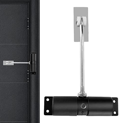 Rianpesn Spring Door Closer - Aluminum, Black, Soft Closing Hinge for Garden Gates, Screen Doors, Fences, Sheds