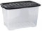 Strata 5 x 65 l Kunststoff-Aufbewahrungsbox mit schwarzem Deckel – stapelbarer, transparenter und langlebiger Behälter für Zuhause und Büro (41 cm H x 39 cm B x 60 cm T)