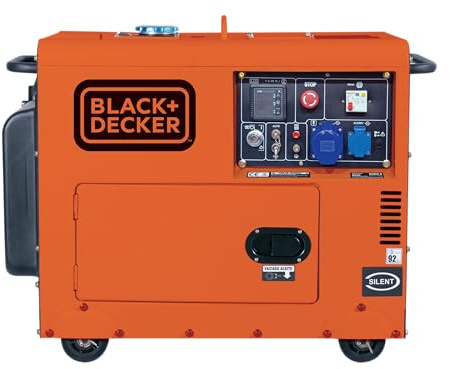 BLACK+DECKER - Generador eléctrico diésel monofásico e insonorizado, con potencia máxima 5300W - para emergencias apoyo solar o caída de red.BXGND5300E