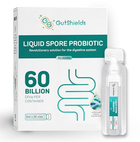 GUT SHIELDS Liquid Spore Probiotic for Adult, Women & Men | Supports IBS, Gas, Bloating & Diarrhea | Improve Digestive & Immune System | 20 Servings