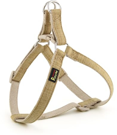 Plutus Pet Cotton Hemp Step in Dog Harness, Sustainable, Lightweight and Escape-Proof, Quick Fit Dog Harness for Puppy Small Medium and Large Dogs, Khaki, S
