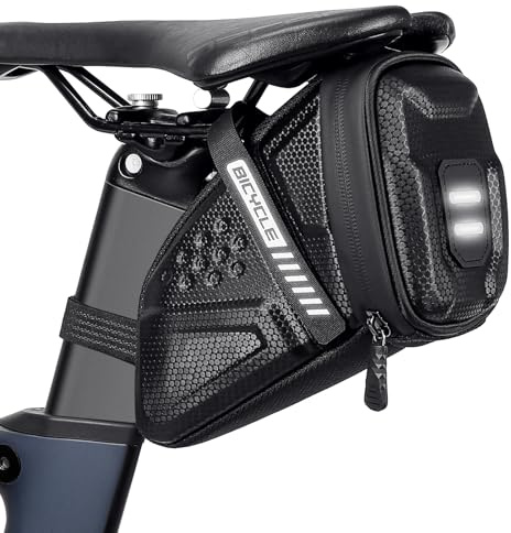 Faneam Bolsa de Sillín de Bicicleta Impermeable Pequeña Bolsa para Sillín de Bicicleta MTB con Reflectante Bolsa de Bicicleta 2L Multifuncional Bolsa Trasera para MTB, Bicicletas de Carretera (Negro)