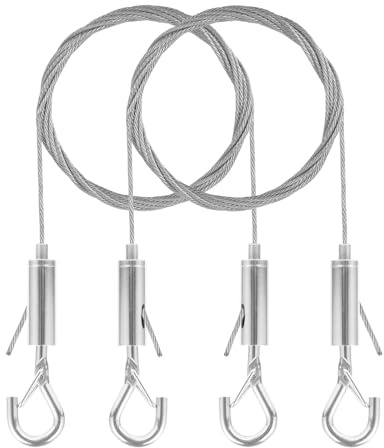 2 Ganchos para Colgar Cuadros Kit de Cables de Acero Inoxidable para Colgar Juego de Cuerdas Tensoras para Colgar Cable Acero Colgar Fotos para Cuerda Tendedero,SuspensióN,Soporte Planta