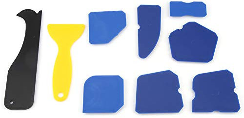 9 Pièces Ensemble Dissolvant de Mastic Silicone Grattoir à Verre Coulis Calfeutrage Finition Kit d'Outils de Nettoyage Outils Pistolets à Calfeutrer d'amélioration de l'