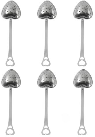 IKOPFLN 6 Pièces Boule A The, Infuseur Thé, Infuseur Thé En Acier Inoxydable En Forme De Cœur Avec Poignée - Tamis À Thé En Acier Inoxydable Pour Thé En Vrac, Sachets De Thé