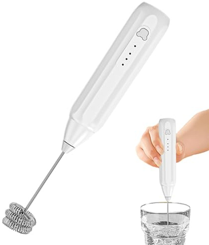 Dryckesskum, 22,5 cm 3 hastigheter justerbar handhållen matchvisp för dryckesberedning, elektrisk mixer med uppladdningsbart batteri, bärbart blandverktyg för latte, kaffe,