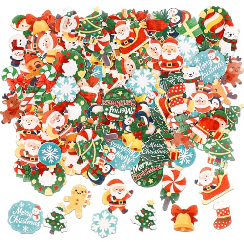 280pcs Edible Christmas Cake Decorations, Edible Snowflake Snowman Tree Bell Elk Santa Claus Cupcake Toppers Winter Cake Decors for Baking Dessert Birthday Christmas Party (40 Styles)