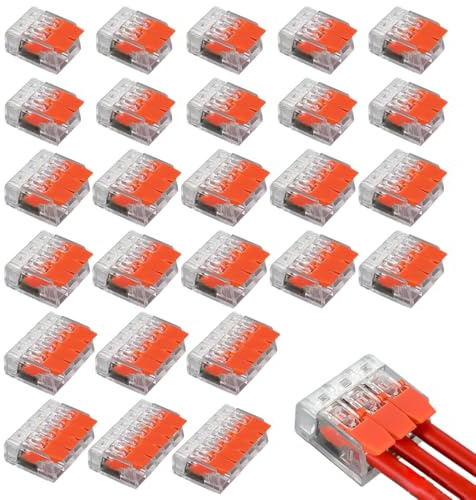 MOLZINY 26 Pièces Connecteurs Électriques Rapides,2/3/4/5 Entrées,Bornes de Connexion Compactes avec Levier Assortiment pour Câblage Électrique Bornier Transparent pour Fils Rigides