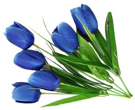 Eujgoov Konstgjord Bukett med 6 Huvuden, Realistiska Konstblommor i Plast för Soffbord i Vardagsrummet och Hotelllobbyn (Blå)