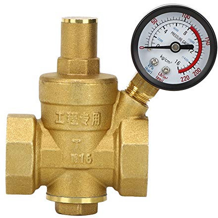 Wincal Régulateur de pression d'eau Régulateur de réduction de pression d'eau réglable en laiton DN25, réducteur + jauge