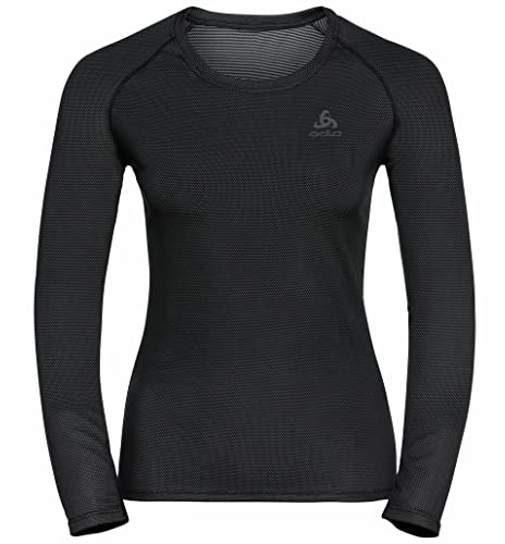 Odlo Unterhemd für Damen Langarm Active F-Dry Light | Schwarz | Größe S | Funktionsshirt | Funktionsunterwäsche