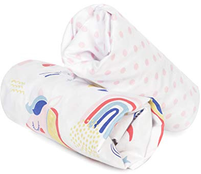 Flyideas Dra-på-lakan 60x120 cm, 2 St. Set - 2 Underlakan för bebis Madrasskydd Kompatibel med Babysäng, 100% Organiskt Ren och Mycket Mjuk Bomull