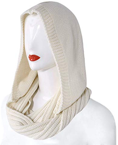 MEIBAOGE Femmes Hiver Tricot Capuche Infinity Écharpe Coupe-Vent Châle Wrap Cache-Cou Cache-Cou, Écharpe À Capuche-Beige