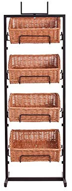 e-wicker24 Présentoir-etagère 4 étages,Corbeille à Fruits,Panier de Rangement, Stockage en Metal, présentoir de marché, Étagère pour Organisateur, Étagère à Snacks(56x36 H132/142)