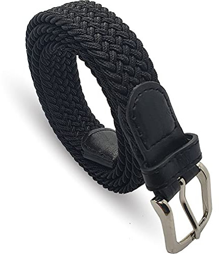 Safekeepers Stoffgürtel Damen, 25 mm breit, geflochtener, schmaler, komfortabler Gürtel, elastischer Stretchgürtel für Damen, nickelfreie Schnalle (Schwarz, 95 B.W. = (110 Cm.))