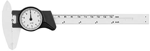 0-150mm Pieds à Coulisse à Cadran Vernier en Plastique Règle Jauge Outils de Mesure Professionnels pour Mesure Dimensionnelle (Blanc)