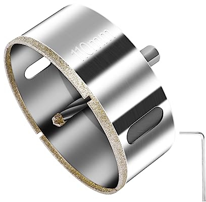 flintronic 110 mm diamantcirkelsåg, diamantborr med central styrspets, borrspets för hålsåg med diamantbeläggning, för skärning av glas/kakel/marmor