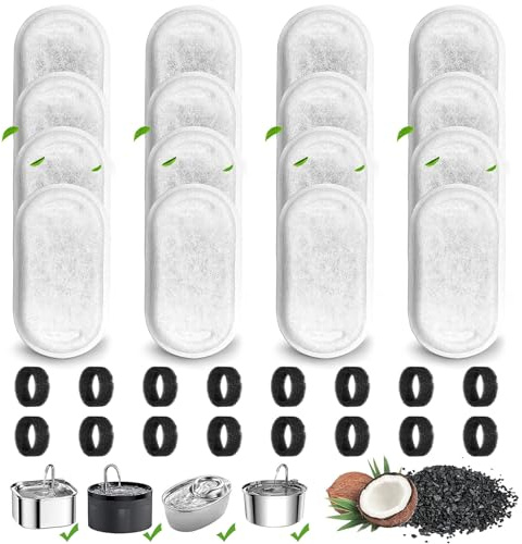 anyuan boy 32 st kattvattenfontänfilter, kattdryck vattenfilter svamp, husdjursfontänfilter ersättning för 3,2 l (1,2 oz/2 l) husdjursvattenfilter med 16 kolfilter och 16 skumsvampar