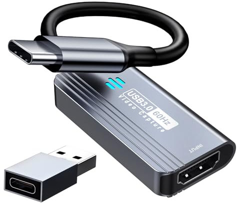 capturadora Video Papeaso, capturadora HDMI a USB C 3.0, Dispositivo de Captura de Video 1080P 60FPS, para transmisión, enseñanza, Juegos, videoconferencia o transmisión en Vivo