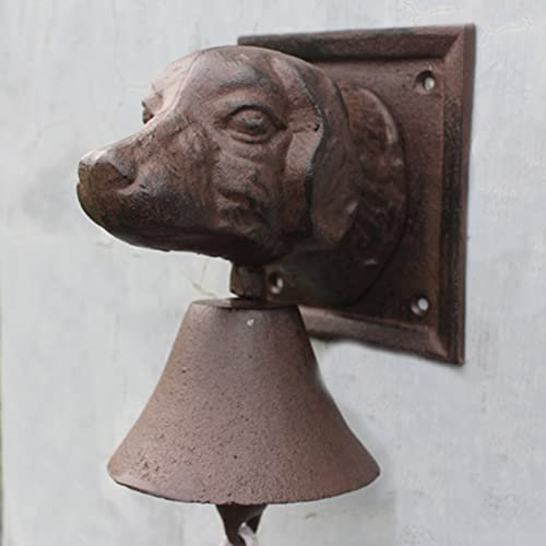 Alte Glocke, manuelle Glocke, Hundekopf-Dekoration, Türglocke im antiken Stil, Heim- und Gartendekoration, Eisen-Tierfiguren, Wandmontage, Handkurbelglocke