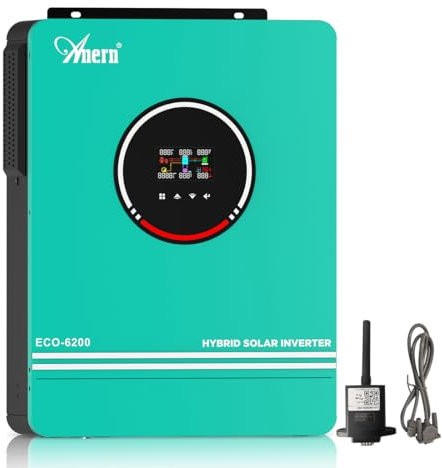 Anern 6200W Inversor Solar Híbrido 48V DC A 220/230V AC Com MPPT Controlador De Carga Solar 120A Tensión de Entrada PV Máx.500V, Funciona con Baterías de Plomo y Ácido de Litio (6.2KW con WiFi)