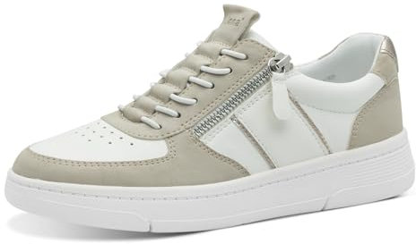Jana Damen Sneaker flach Freizeit Vegan, Mehrfarbig (White/Beige), 41 EU