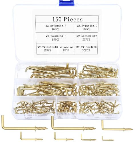 150 Pcs Crochet a Visser, Droit avec Fente, Mural Visser, Crochets à en L, Plafond à Vis à Crochet en L, Crochets Muraux à pour Tasses Lumières Plantes