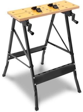 Auto Dynasty Adjustable Folding Workbench with Built-in Ruler & Protractor, Portable Work Table (8-12), 220lbs Load Capacity, Multipurpose Vise Workbench for Woodworking, Garage, and DIY