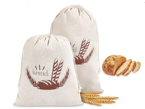 Bread Bag, 2 Pack 40x30cm Bread Bags, Large Capacity Cotton Thread Bread Bag, Food Storage Bag, Suitable For Food Storage And Outdoor Picnic, Housewives Preferred (Valentines Gift)