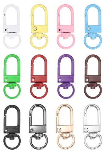 sourcing map Cierres de pinza de langosta, 24 piezas de 33 mm, cierres giratorios de metal, clips de cordón para bolsos, llaveros, bolsos, abalorios, joyería, accesorios de manualidades (12 colores)