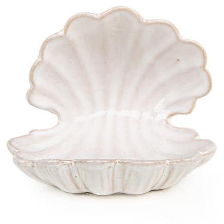 Logbuch-Verlag Muschel Schale Schmuckschale Seifenschale aus Porzellan creme weiß Badezimmer Dekoschale maritim 11,5 x 10 cm