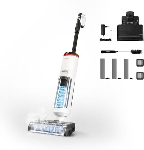 Polti Rollysteam WD50C Fregona de Suelos Sin Cable con Función de Vapor y Aspiración, 450 W, Limpieza Completa en una Sola Pasada, Autolimpieza, Blanco