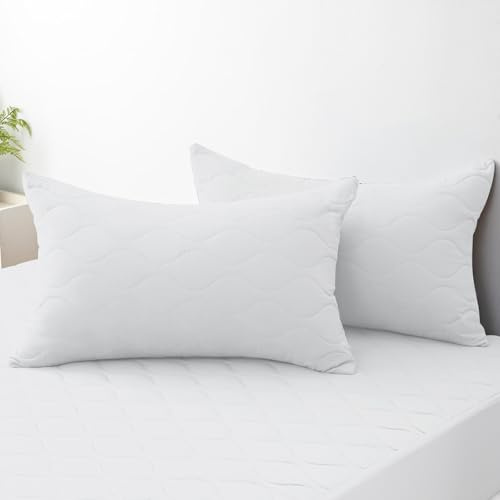 Ystyle Federe Copricuscini Letto Impermeabili 50x80cm (Set di 2), Federa Cuscino Letto Morbida, Super Traspirante, Chiusura a Busta, Federa da Cuscino Antiacaro e Ipoallergico, Bianco